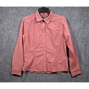 Eddie Bauer Shirt Womens  Medium Coral Pink Long Sleeve Fleece Breathable Soft